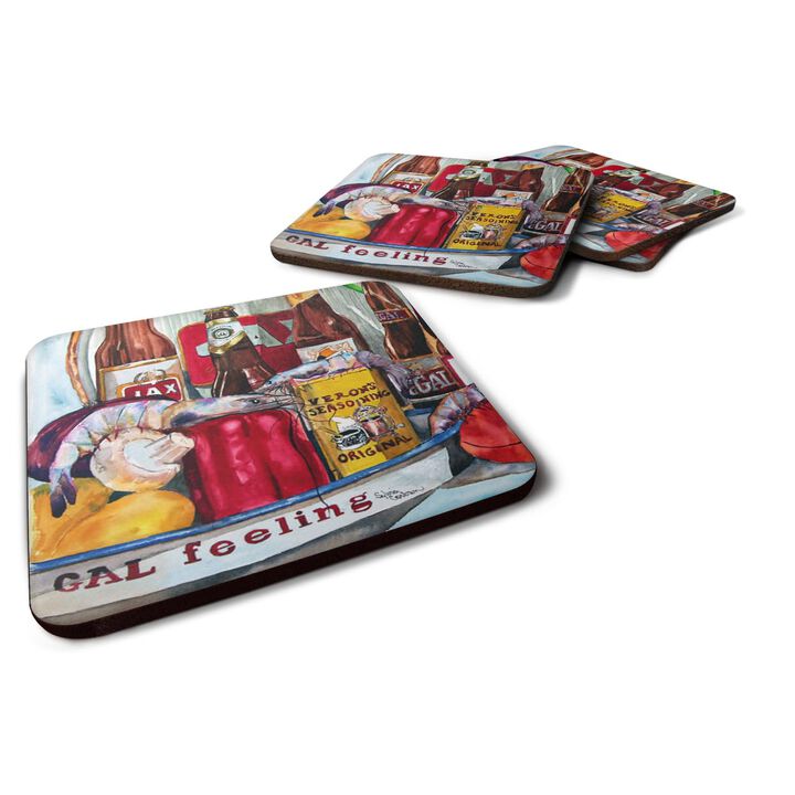Caroline's Treasures 1010FC Veron's and New Orleans Beers Foam Coasters (Set of 4), 3.5 H x 3.5 W, Multicolor