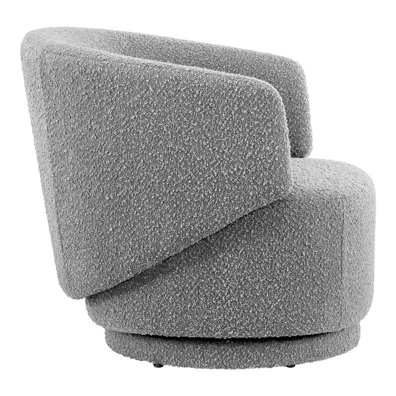 Celestia Boucle Fabric Fabric and Wood Swivel Chair image number 2