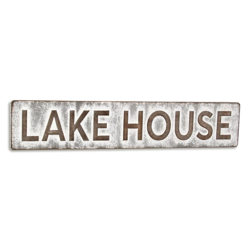 HomeRoots 7" X 36" Gray Lake House Galvanized Metal Wall Decor image number 2