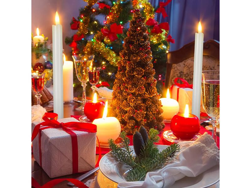 Pieces Flameless Taper Candles 10 Inch image number 1