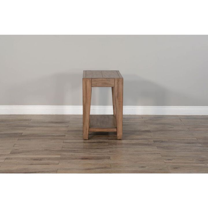 Sunny Designs Doe Valley 25 Mid-Century Wood Chair Side Table in Taupe Brown