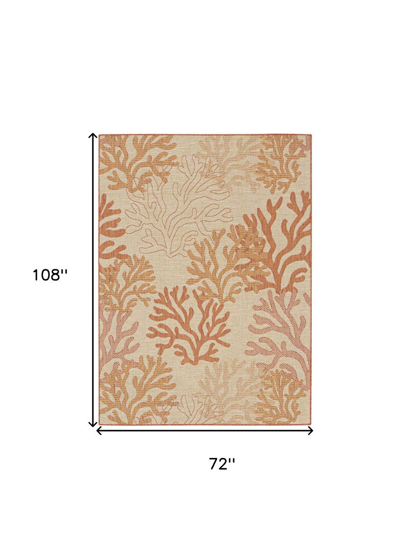 HomeRoots 6' X 9' Orange And Ivory Nautical Indoor Outdoor Area Rug image number 4