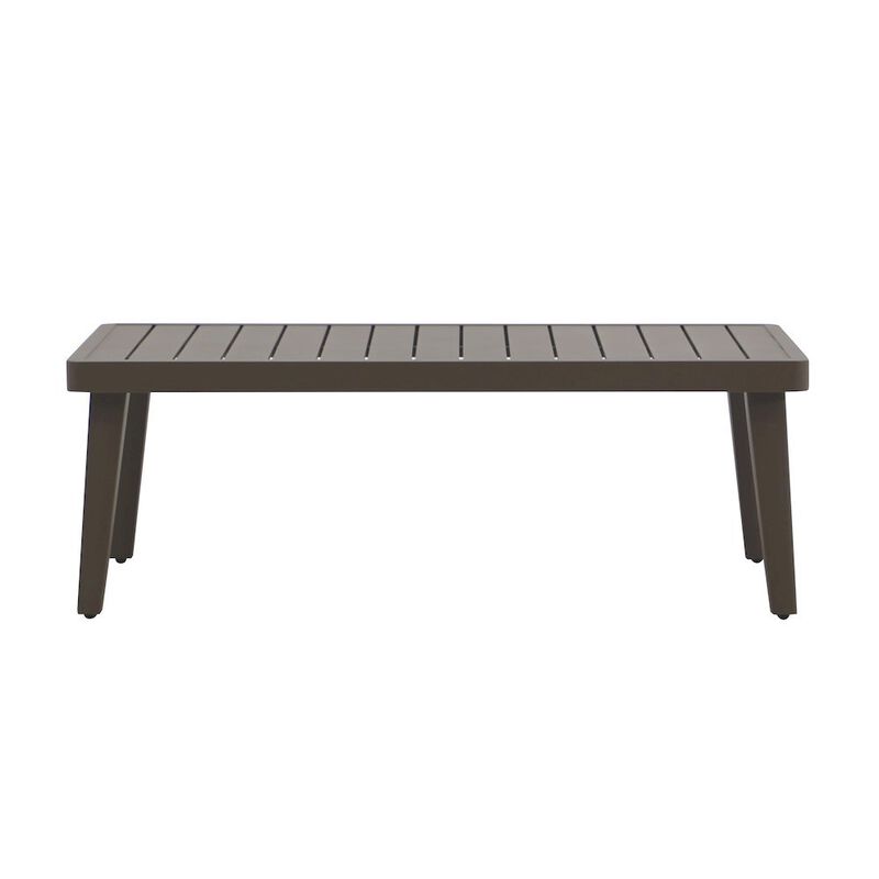 Brown Metal Outdoor Coffee Table, Rectangular Patio Coffee Table image number 3