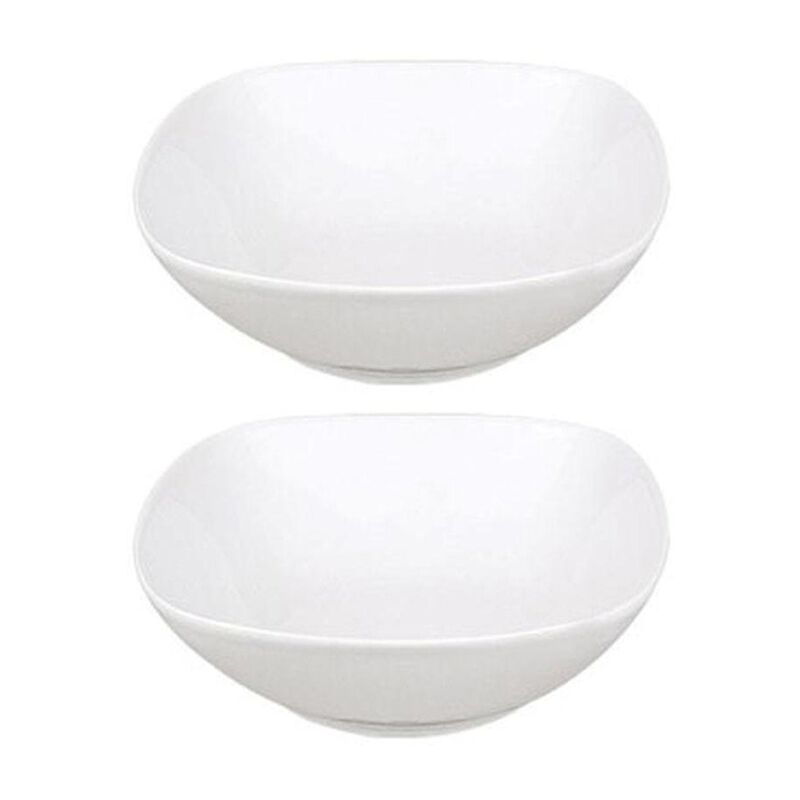 Mimoza 8.25" x 8.25" x h:2.5" 36 oz. Square White Porcelain Bowl (Set of 2) image number 0