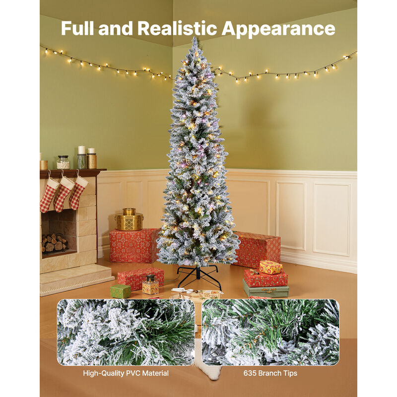 VEVOR Christmas Tree 6ft Prelit Snow Flocked Tree with 240 Colorful LED Lights image number 2