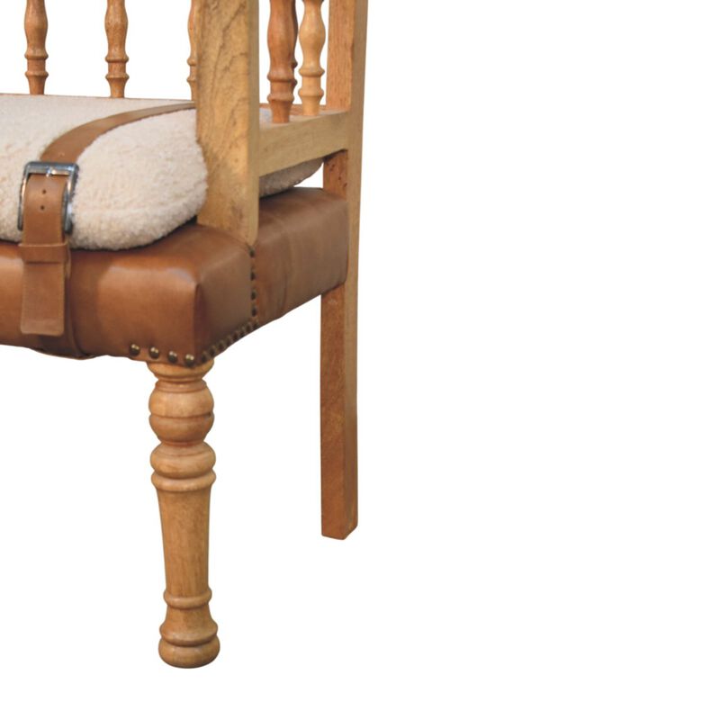 Artisan Furniture Solid Wood Strapped Hallway Boucle Bench