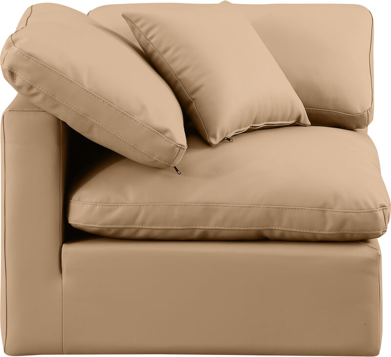 Meridian Furniture Indulge Tan Vegan Leather Corner Chair