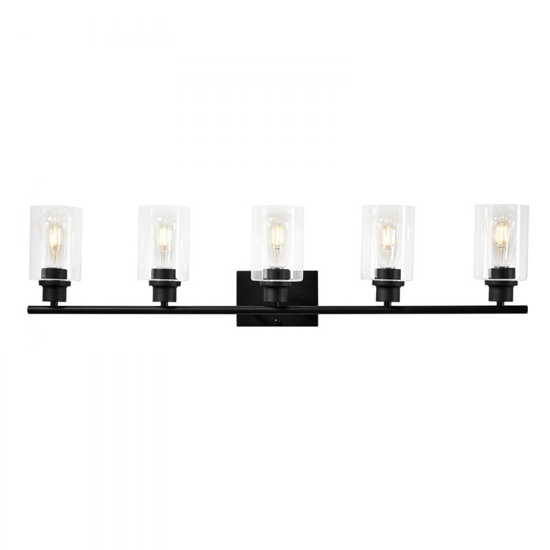 5-Light Bathroom Vanity &ndash; 37.1" Modern Wall Light with Clear Glass Shades image number 9