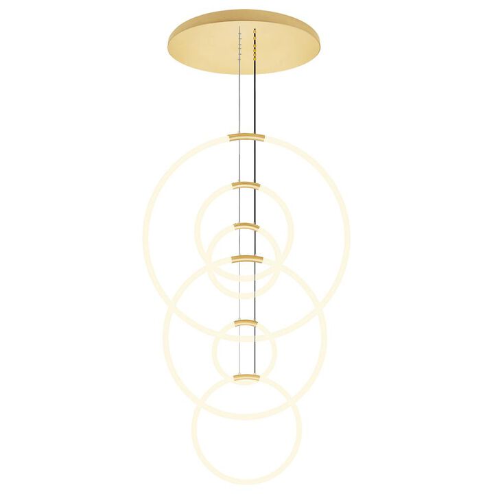 CWI Lighting Hoops 6 Light LED Chandelier With Satin Gold Finish