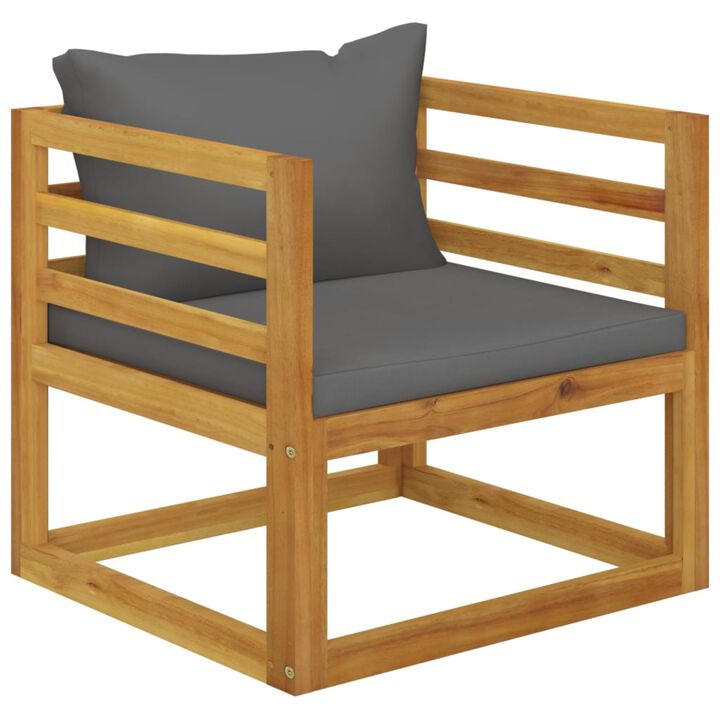 vidaXL Garden Chair with Dark Gray Cushions Solid Acacia Wood