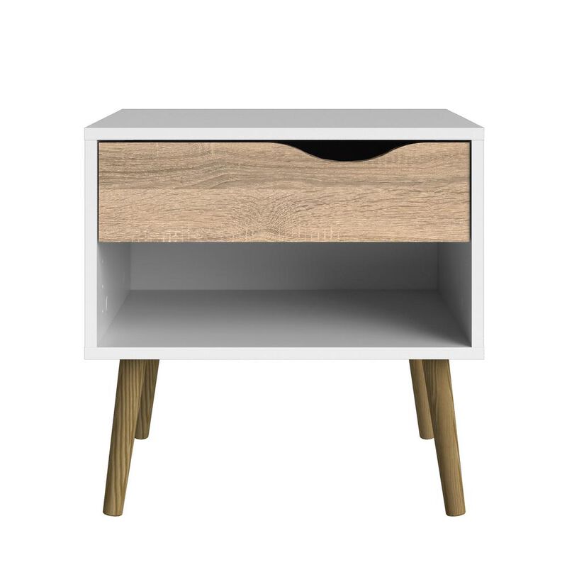 Tvilum Diana 1 Drawer Nightstand - White/Oak Structure