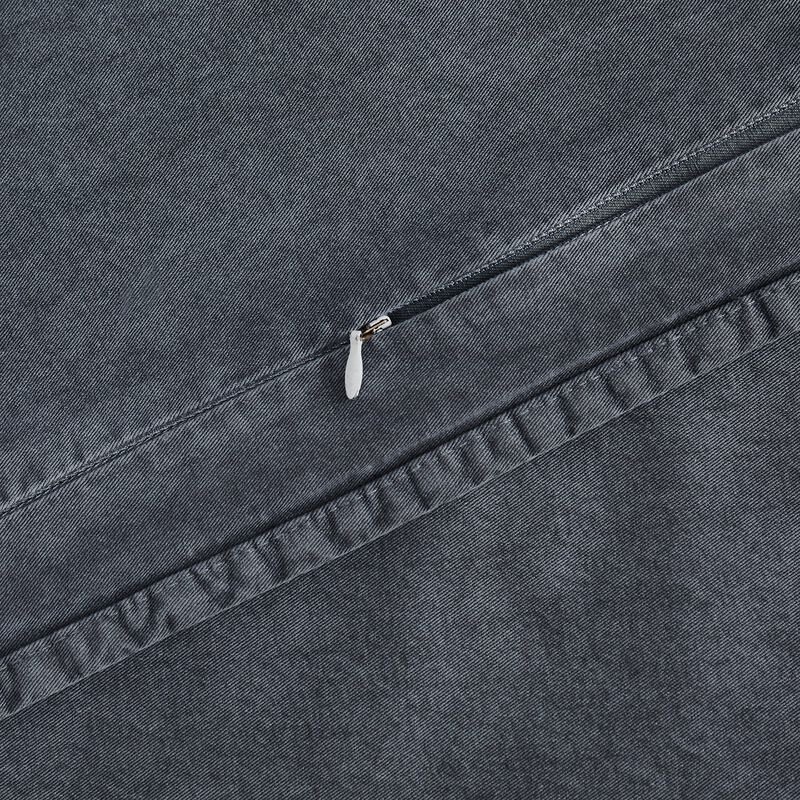 Stonewashed Charcoal Cotton Canvas King Duvet Cover Set image number 3