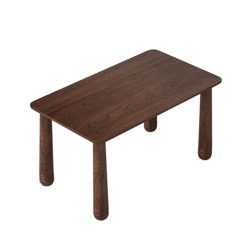 63" Solid Wood Dining Table Set with 6 Upholstered Chairs, rectangular dining room table set with sturdy wood frame, modern farmhouse dining furniture set image number 4