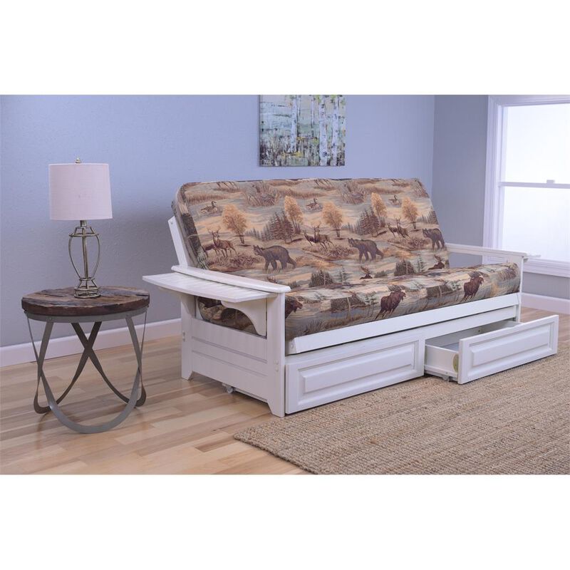 Phoenix Frame/Antique White Finish/Canadian Mattress/Storage Drawers
