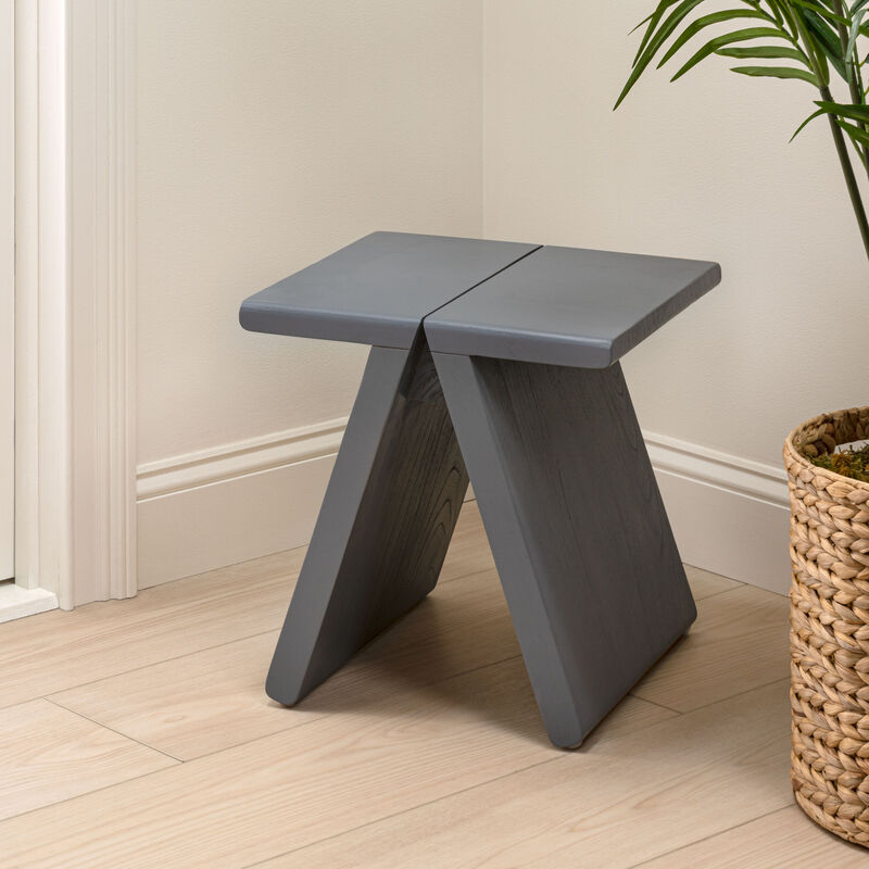 Jack Rustic Scandinavian Handcrafted Solid Mindi Wood Sculptural Base Accent Stool image number 1