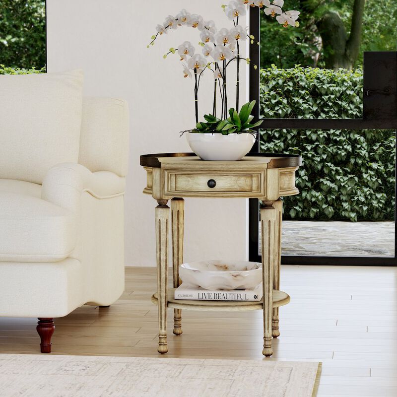 Butler Specialty Sampson Side Table with Storage, Beige