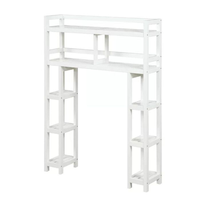 QuikFurn White Solid Wood Over-the-Toilet Bathroom Storage Shelving Unit