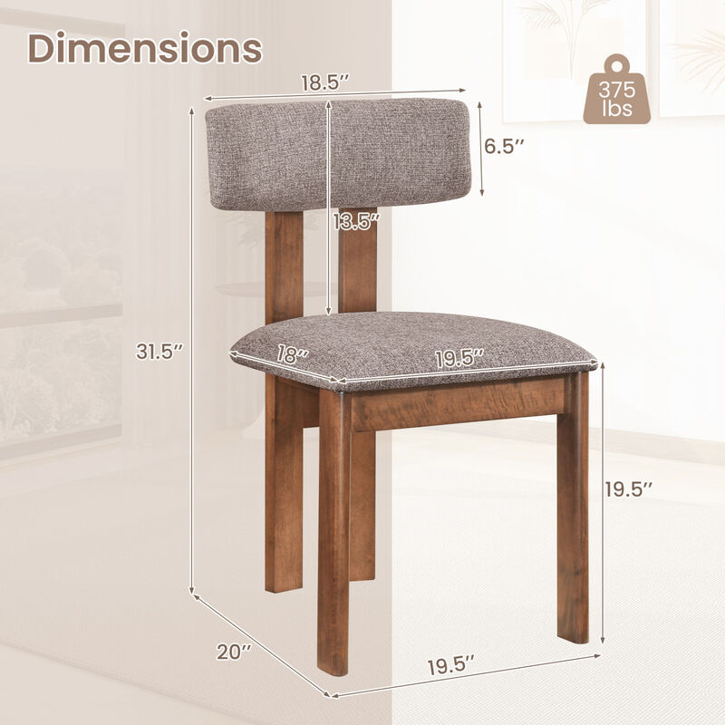 Set of 4 Upholstered Dining Chairs with Rubber Wood Legs and Curved Back image number 2