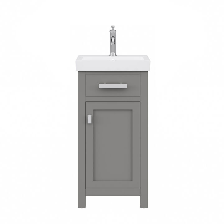 Mia 18 In. Integrated Ceramic Sink Top Bath Vanity in Cashmere Grey