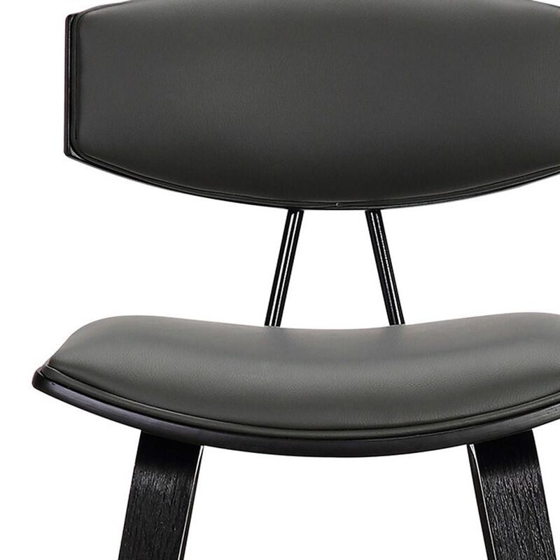 Hivvago 26 Inch Gray and Black Faux Leather and Iron Low Back Counter Height Bar Chair