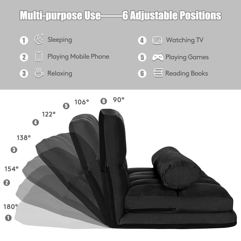 6-Position Foldable Floor Sofa Bed with Detachable Cloth Cover