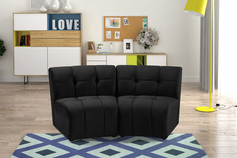 Meridian Furniture Limitless Black Velvet 2pc. Modular Sectional