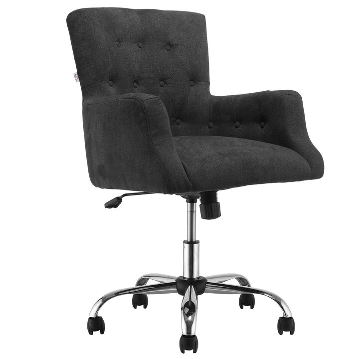 Swivel Computer Office Chair Mid Back Desk Chair for Home Study Bedroom - Black