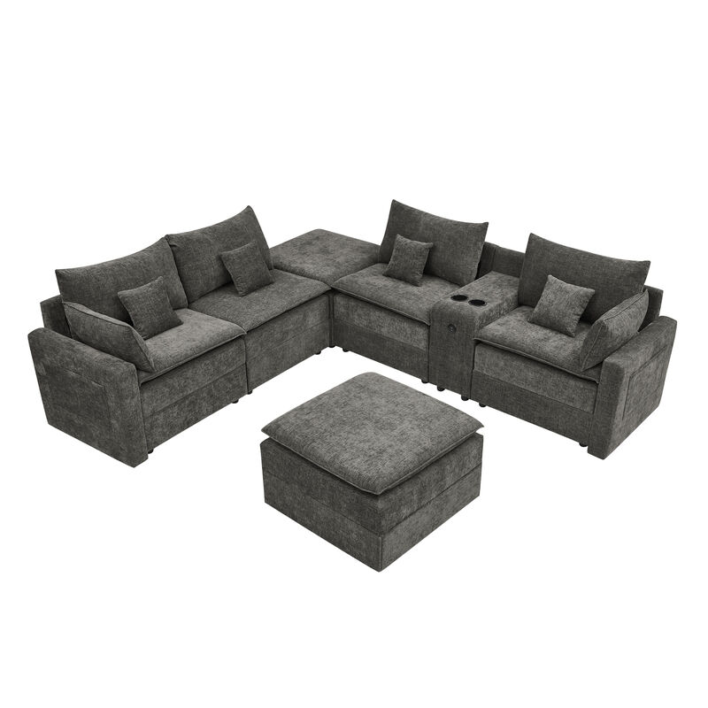 Gukkok 143.8" Spacious U-Shaped Modular Sectional Sofa image number 2
