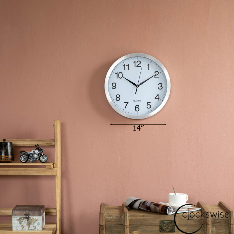 Clockswise 14-in Round Quartz Wall Clock Non-Ticking