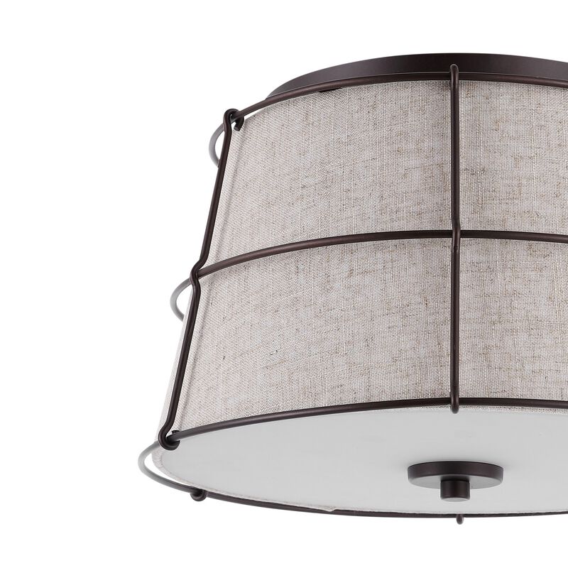 Silas 2-Light Rustic Farmhouse Iron LED Flush Mount