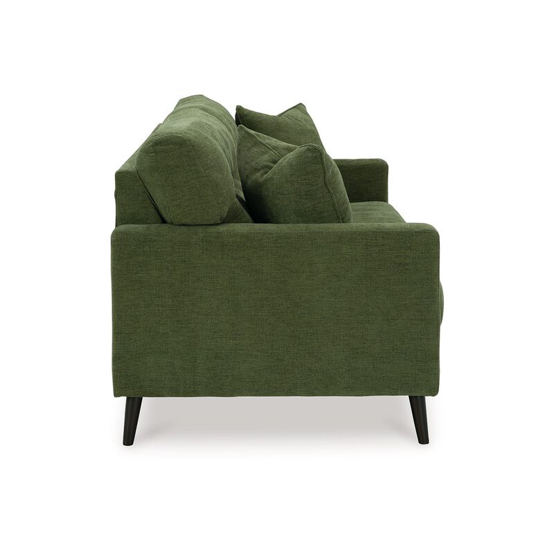 Bixy Sofa, 2 Accent Throw Pillows, 79 Inch Green Tufted Polyester - Benzara