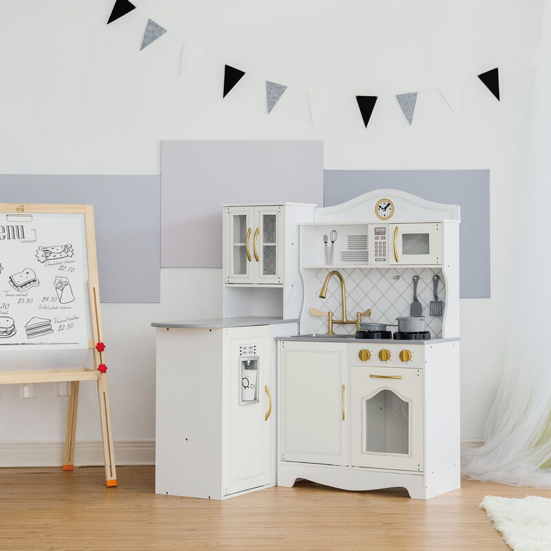 Teamson Kids - Little Chef Upper East Retro Play Kitchen - White / Gold