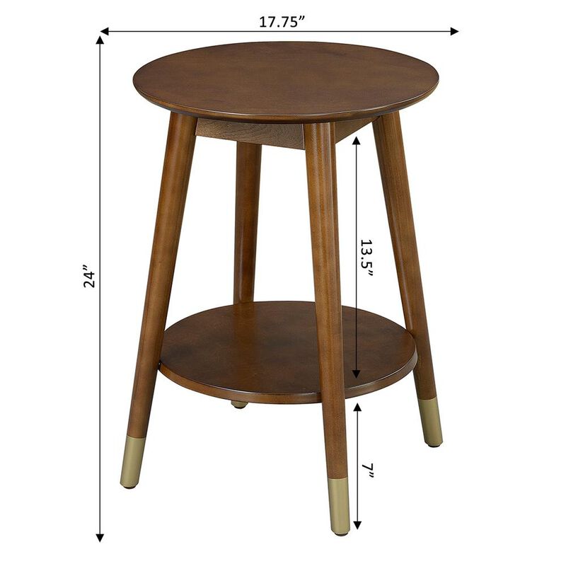 Convience Concept, Inc. Wilson Mid Century Round End Table with Bottom Shelf
