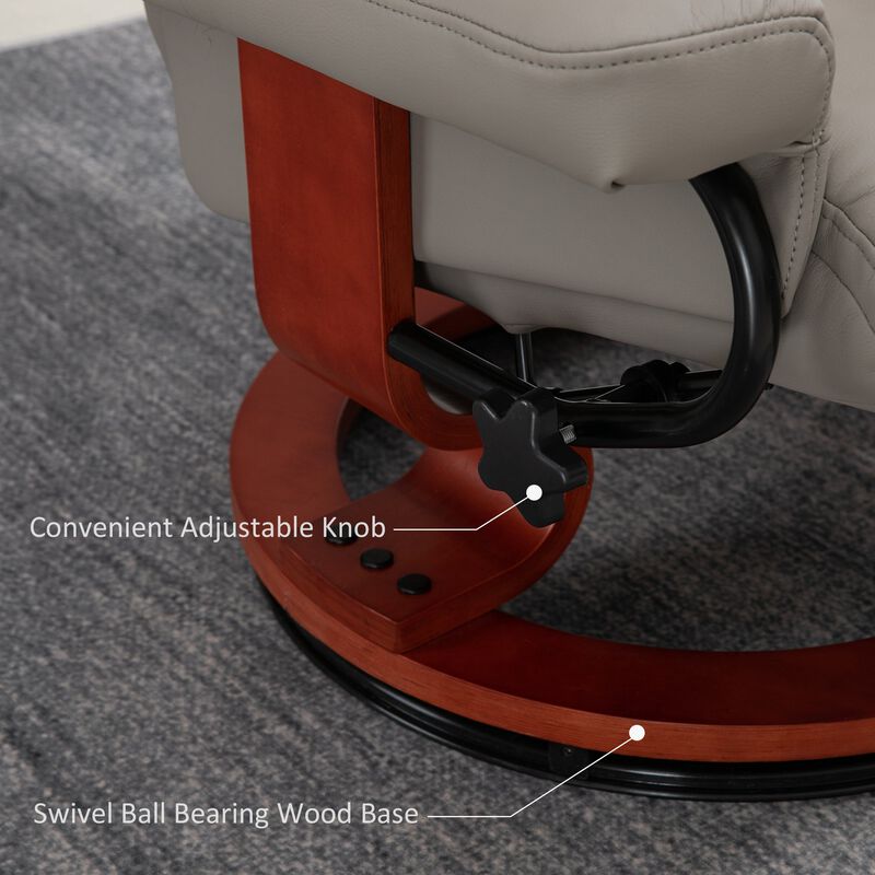 Grey Living Room Comfort: Swivel Recliner Chair with Ottoman