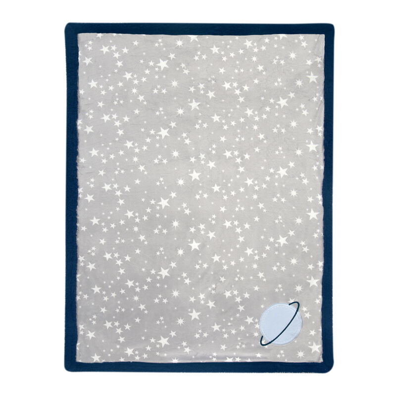 Lambs & Ivy Milky Way Baby Blanket - Blue, Gray, Modern, Celestial