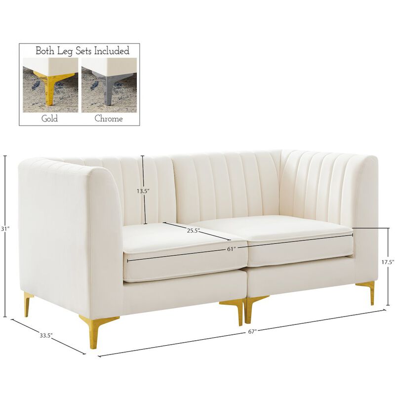 Meridian Furniture Alina Cream Velvet Modular Sofa