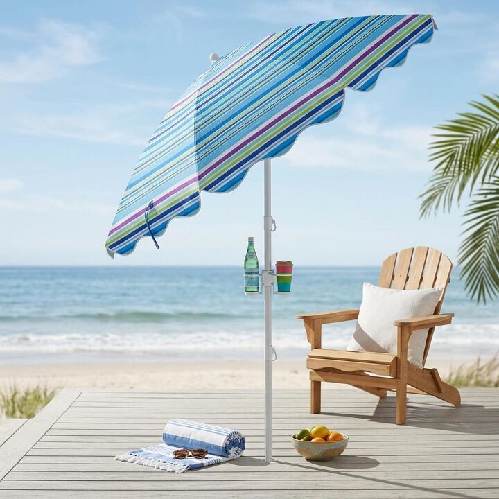 Outdoor 6.5 FT Beach Umbrella UPF 50+ with Sand Anchor for Beach Pool Patio