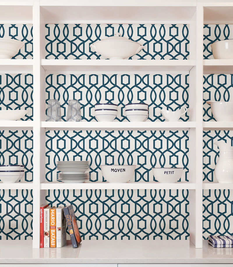 Navy Grand Trellis Peel & Stick Wallpaper image number 6