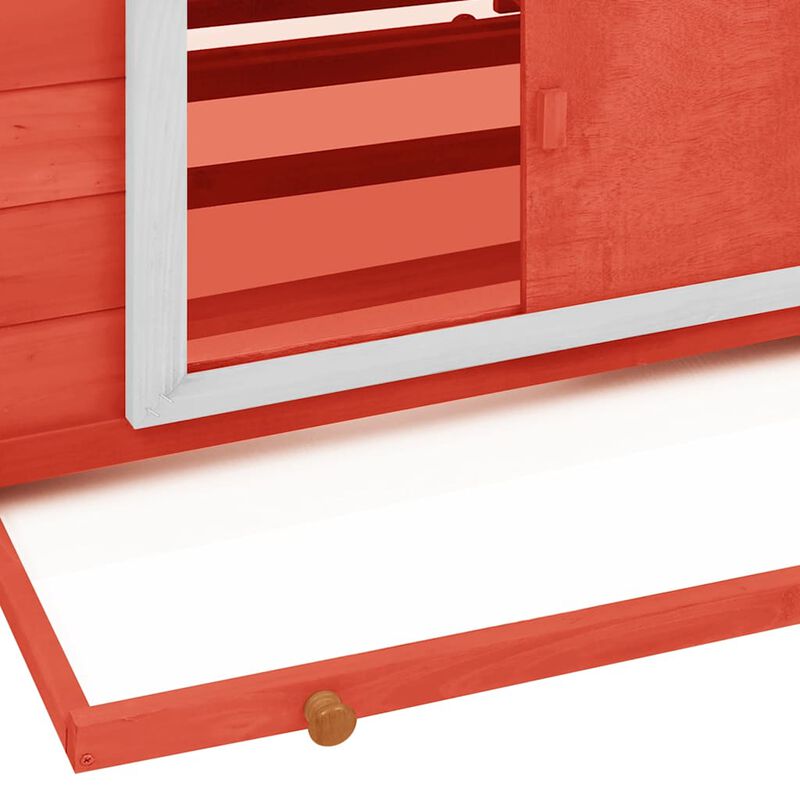 Chicken Coop Red and White 59.1"x37.7"x43.3" Solid Firwood