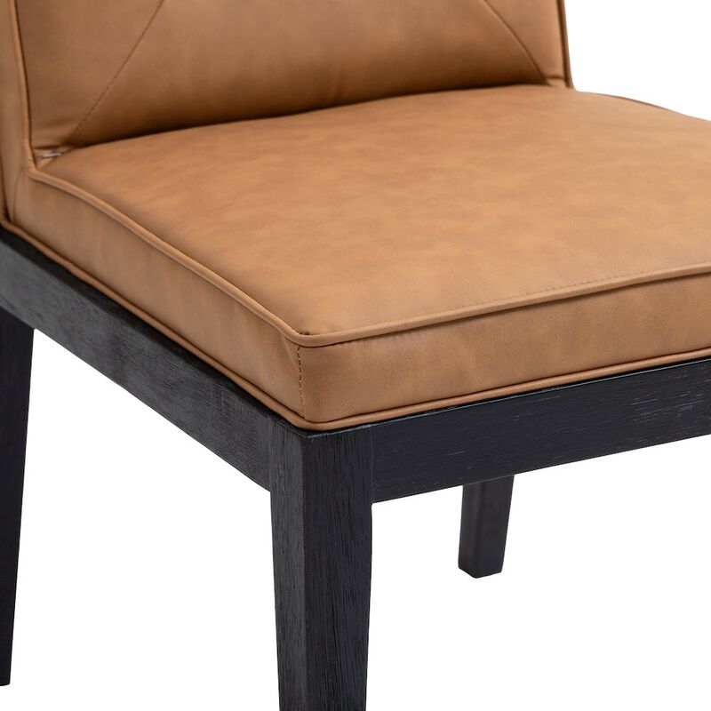 Meridian Furniture Gwendolyn Cognac Vegan Leather Dining Side Chair, Set of 2