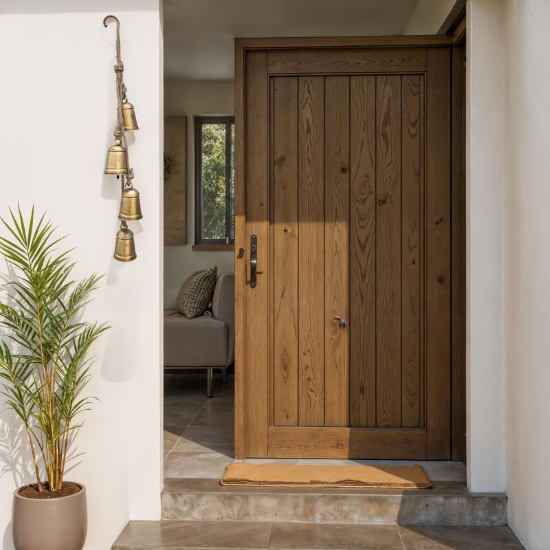 Zema Rustic Iron Hanging Bells Wall Decor, Cylindrical Cowbell on 28 Inch Jute Rope, Antique Gold