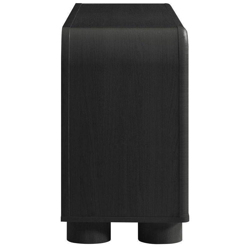 Modway Bellamy 63 Inch Curved Sideboard Cabinet with Storage in Black Oak &ndash; Modern Buffet Cabinet with 4 Soft-Close Doors and Adjustable Shelves image number 5