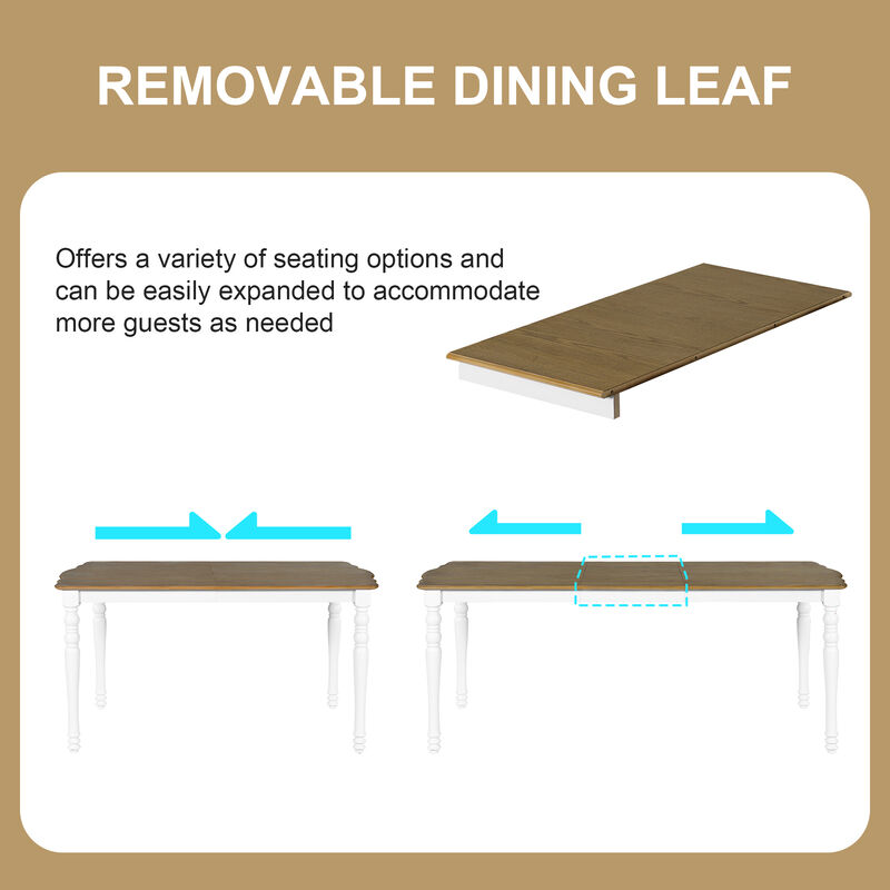 Merax 7-Piece Dining Table Set, 60inch to 78inch Extendable Wood Dining Table with Removable Leaf