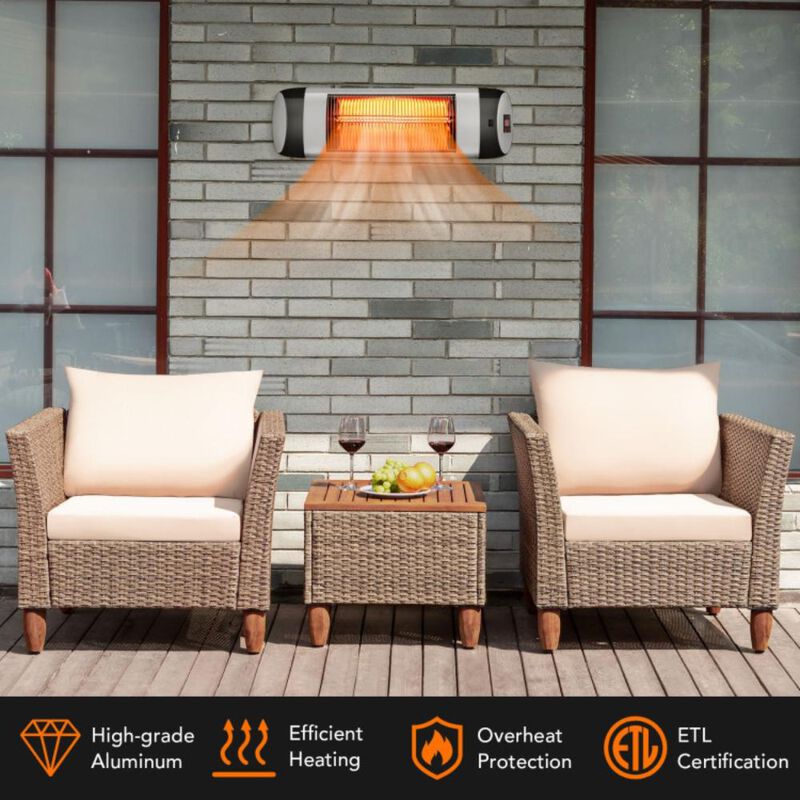 Hivvago 1500W Wall-Mounted Electric Heater Patio Infrared Heater with Remote Control