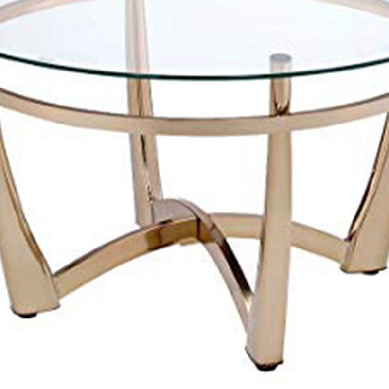 Attractive Coffee Table, Gold & Clear Glass-Benzara
