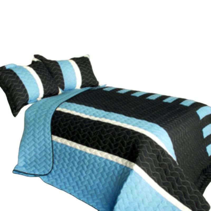 3 Piece Vermicelli Quilted Patchwork Quilt Set Peace of Mind Collection image number 1