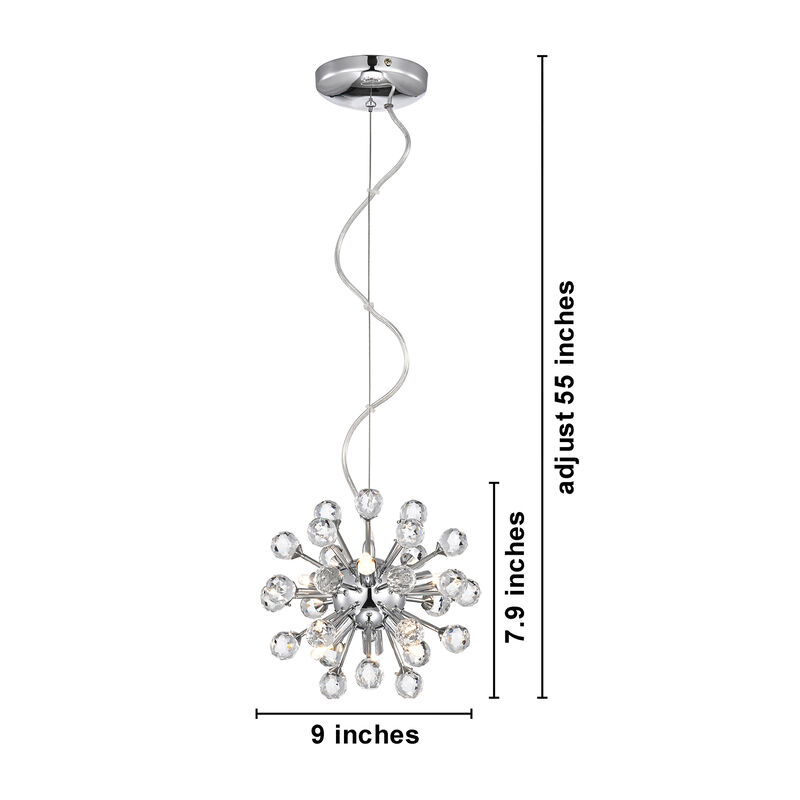 Isabel Mini Pendant 6-light Sputnik Clear Crystal Balls Pendant Chandelier image number 4