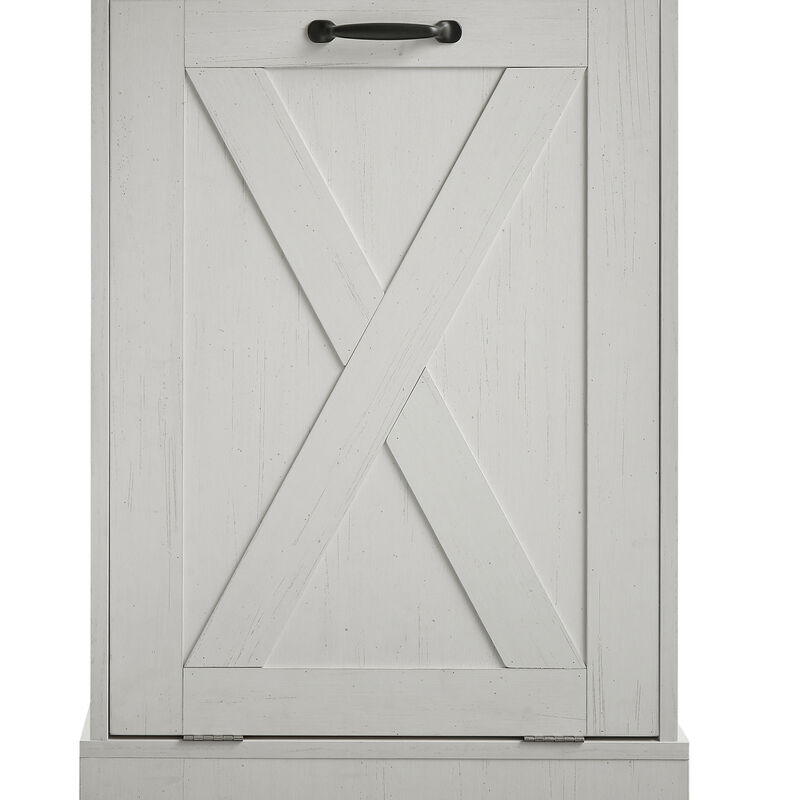 Streamdale Single Door Trash Cabinet Tilt Trash Cabinet Kitchen Trash Can - Splice Wood White
