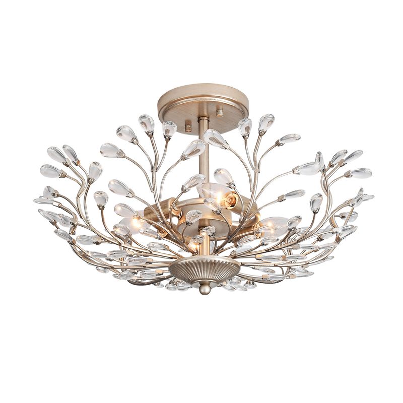 Fleur 4-light Crystal Beaded 9-Branch Semi-Flush Mount - 18 inches in diameter x 12 inches H image number 0