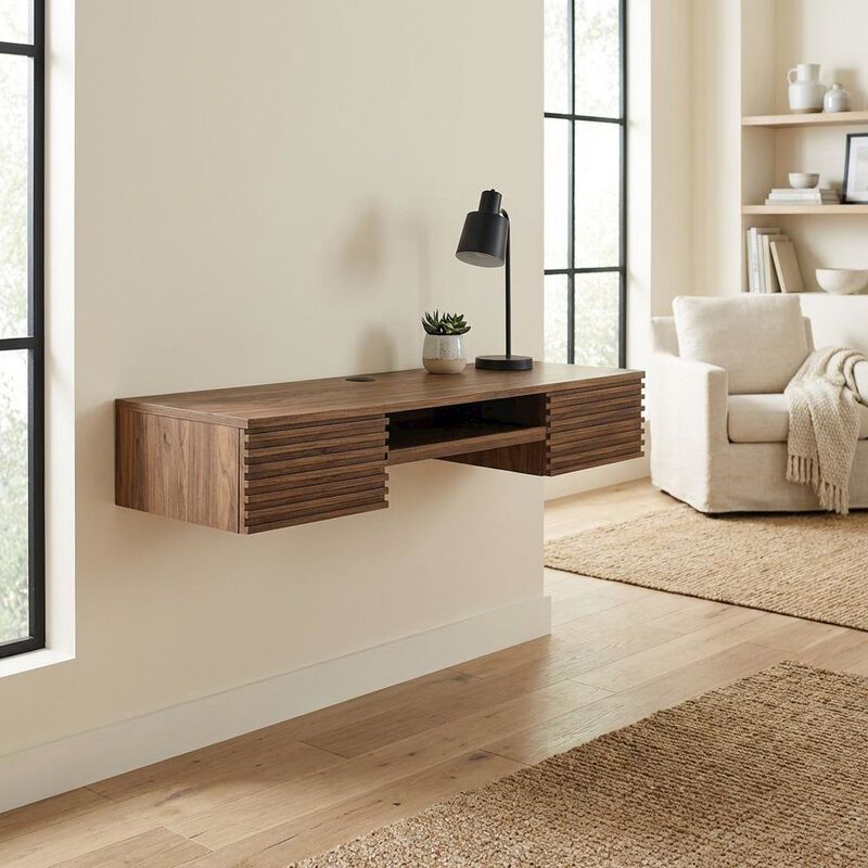 Wall Mount Wood Office Desk in Modern Design for Computer Workstations image number 4